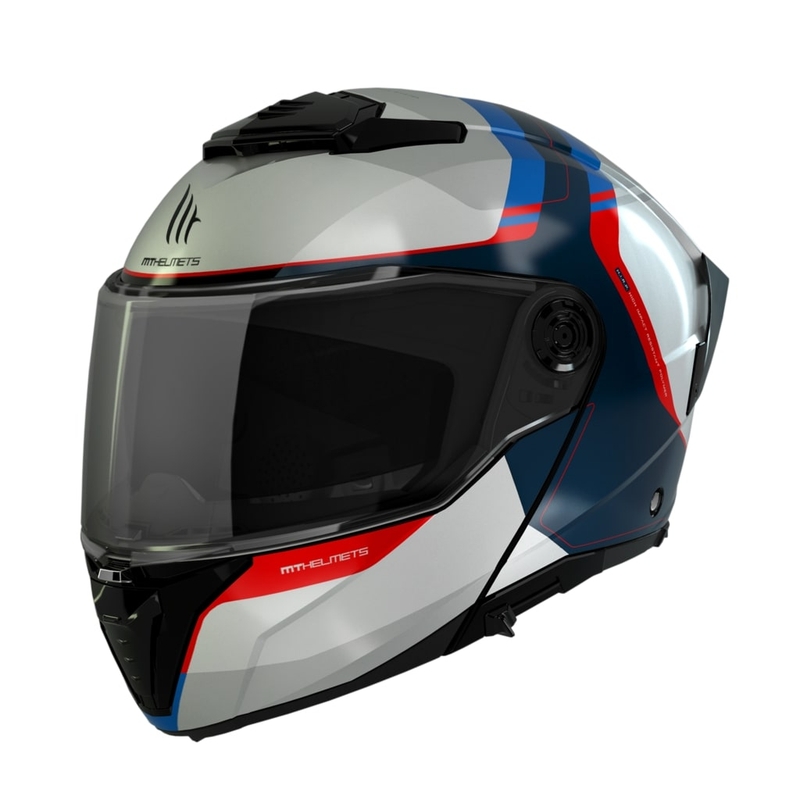 Vyklápěcí helma na motorku MT ATOM 2 SV EMALLA C7 bílo-modro-červená
