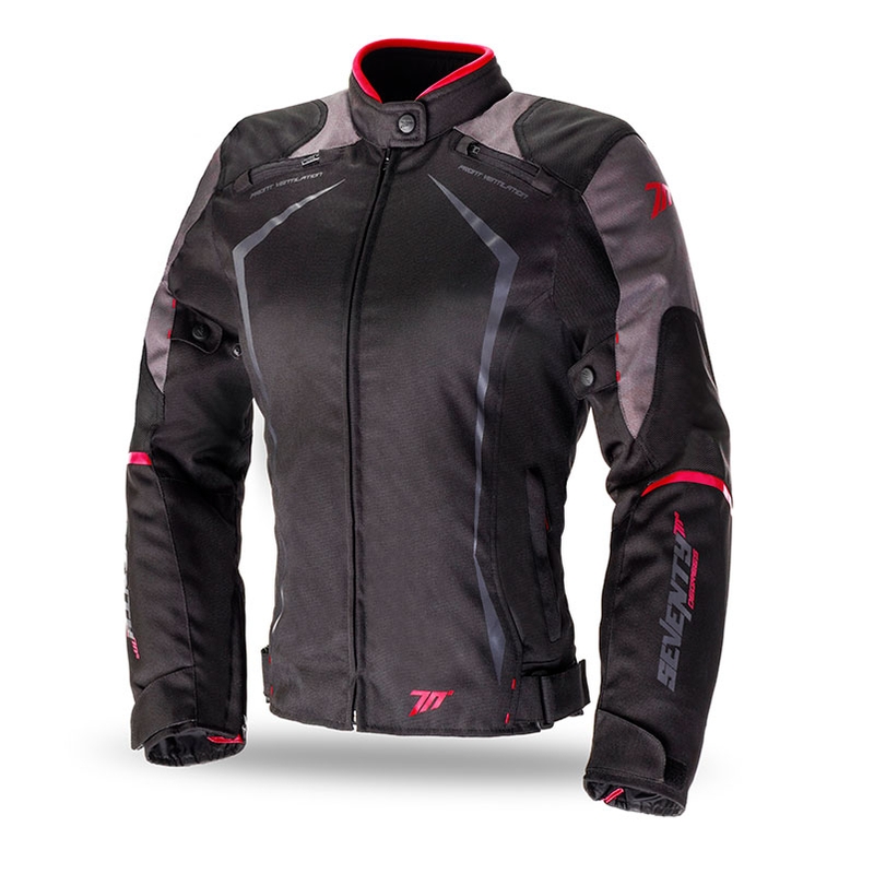 Ženska motoristična jakna SEVENTY DEGREES SD-JR49 črno-rdeča