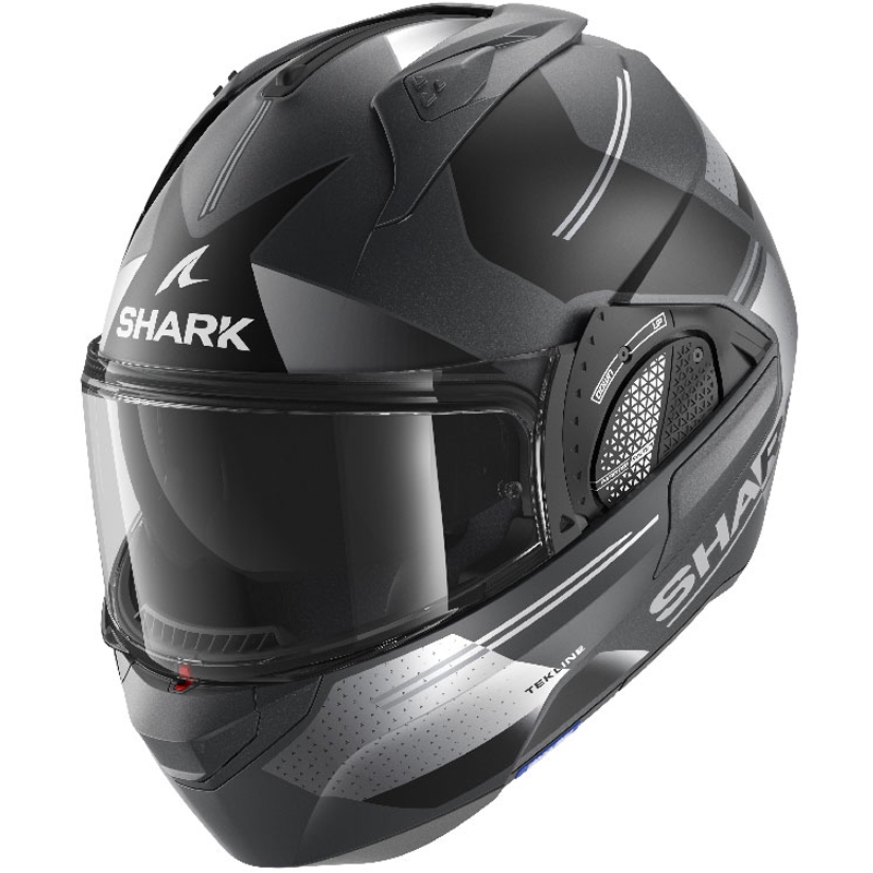 SHARK EVO-GT Tekline črno-siva matirana čelada s prevračanjem
