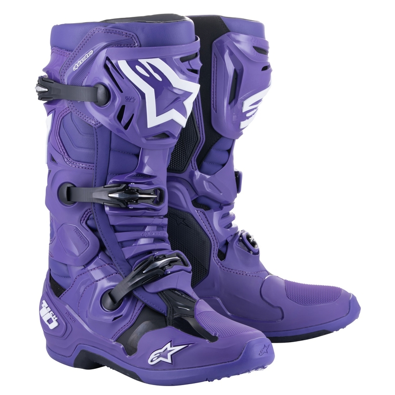 Moto škornji Alpinestars Tech 10 vijolično-črno-beli