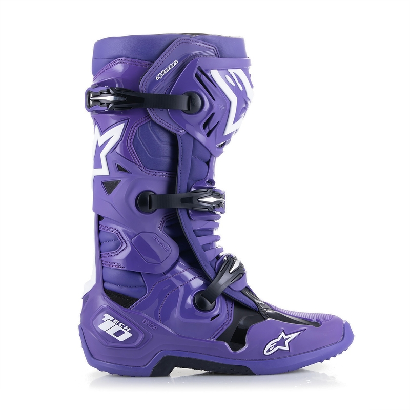 Moto škornji Alpinestars Tech 10 vijolično-črno-beli