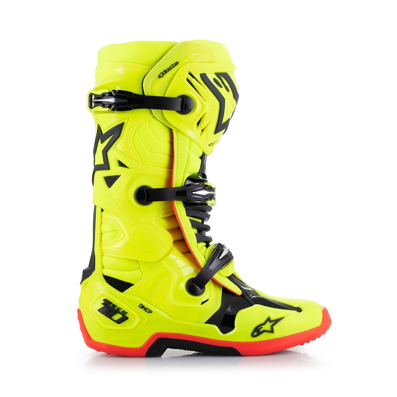 Moto škornji Alpinestars Tech 10 rumeni fluo-črni-rdeči fluo