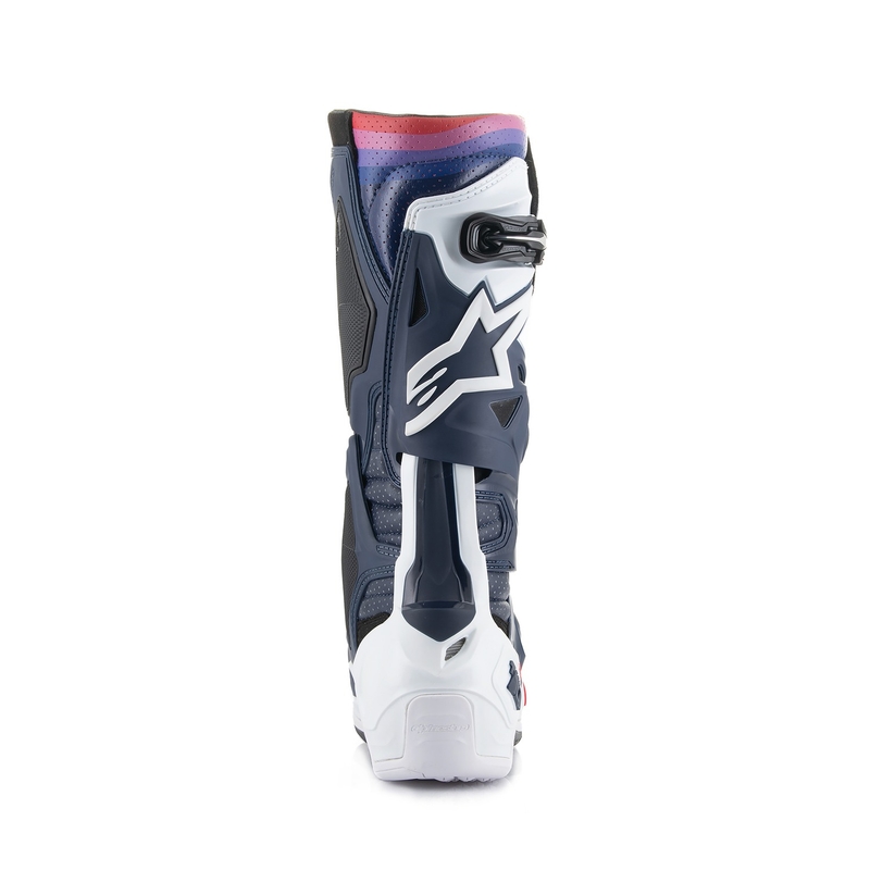 Alpinestars Tech 10 Supervented perforirani motoristični škornji temno modro-belo-rdeče-vijolični