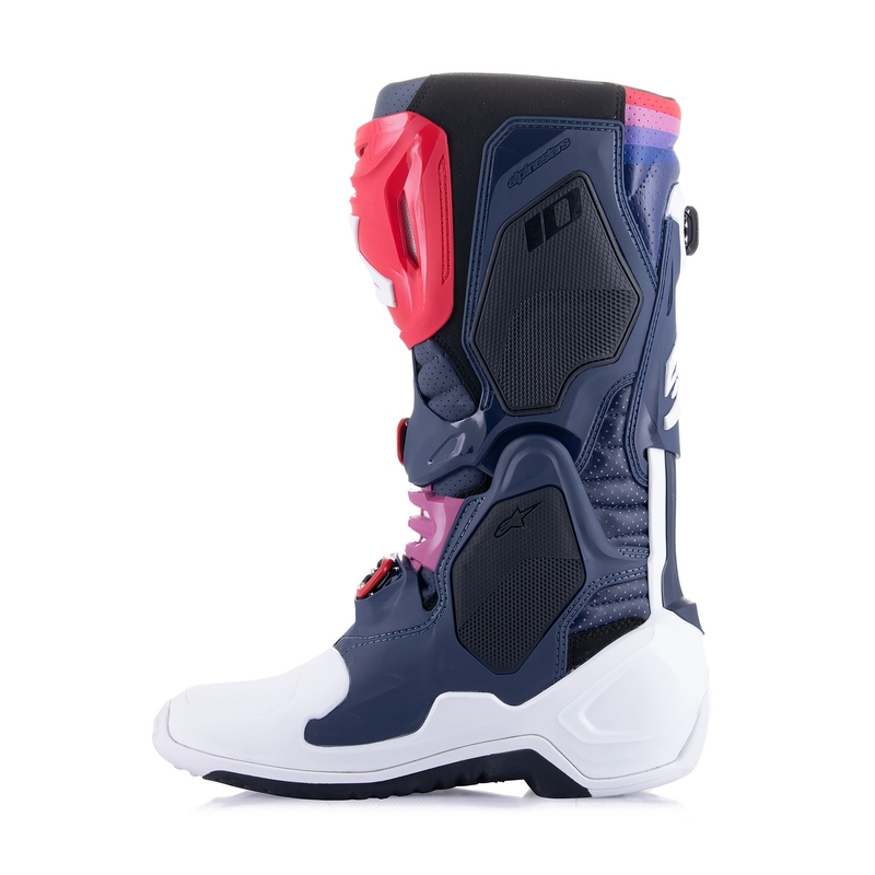 Alpinestars Tech 10 Supervented perforirani motoristični škornji temno modro-belo-rdeče-vijolični
