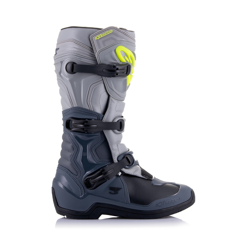 Alpinestars Tech 3 motoristični škornji svetlo sivi-črni-fluo rumeni