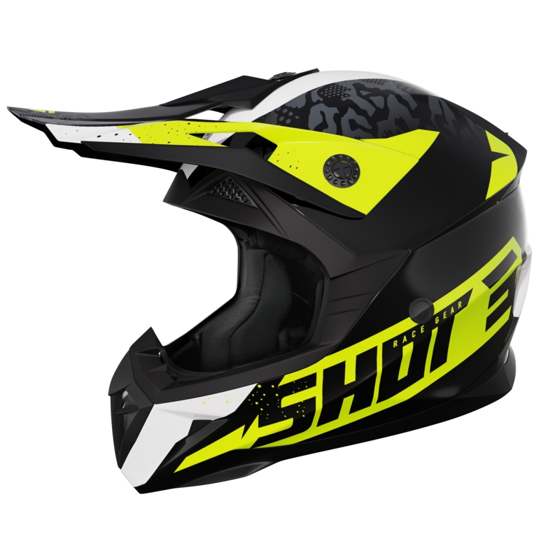 Motokrosová helma na motorku Shot Pulse Airfit černo-bílo-fluo žlutá lesklá razprodaja