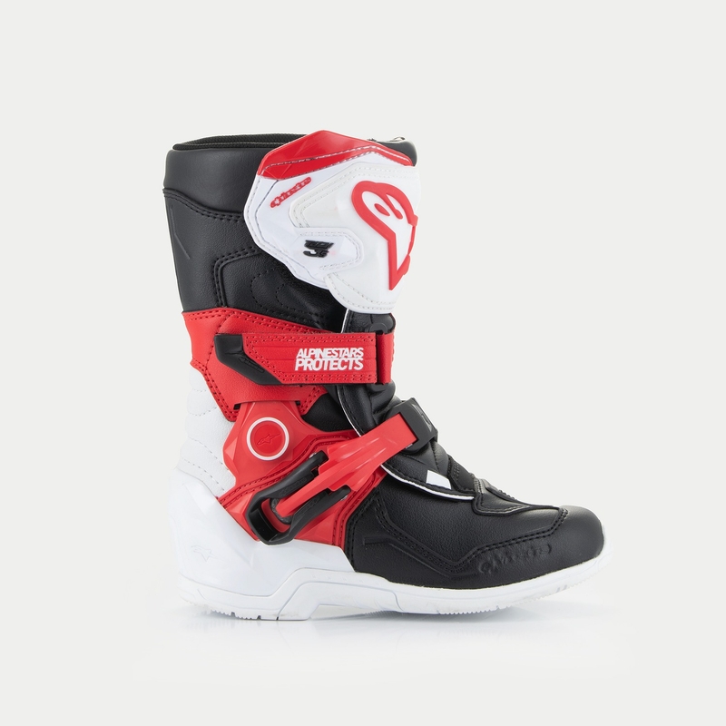 Otroški moto škornji Alpinestars Tech 3S črno-belo-rdeči