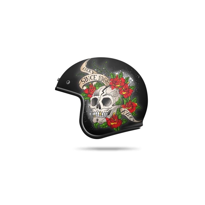 MT LeMans SV Skull &amp; Rose Open motoristična čelada Red