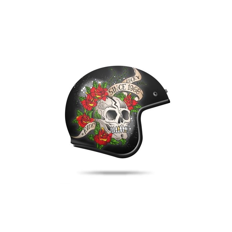 MT LeMans SV Skull &amp; Rose Open motoristična čelada Red
