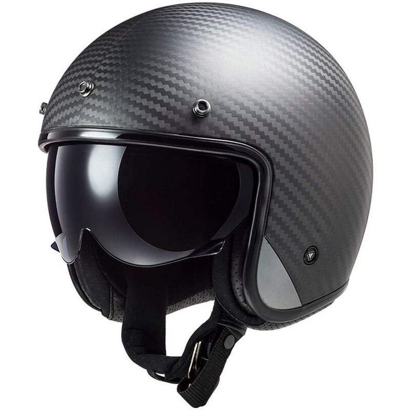 Motoristična čelada z odprtim obrazom LS2 OF601 Bob II Carbon Solid black mat