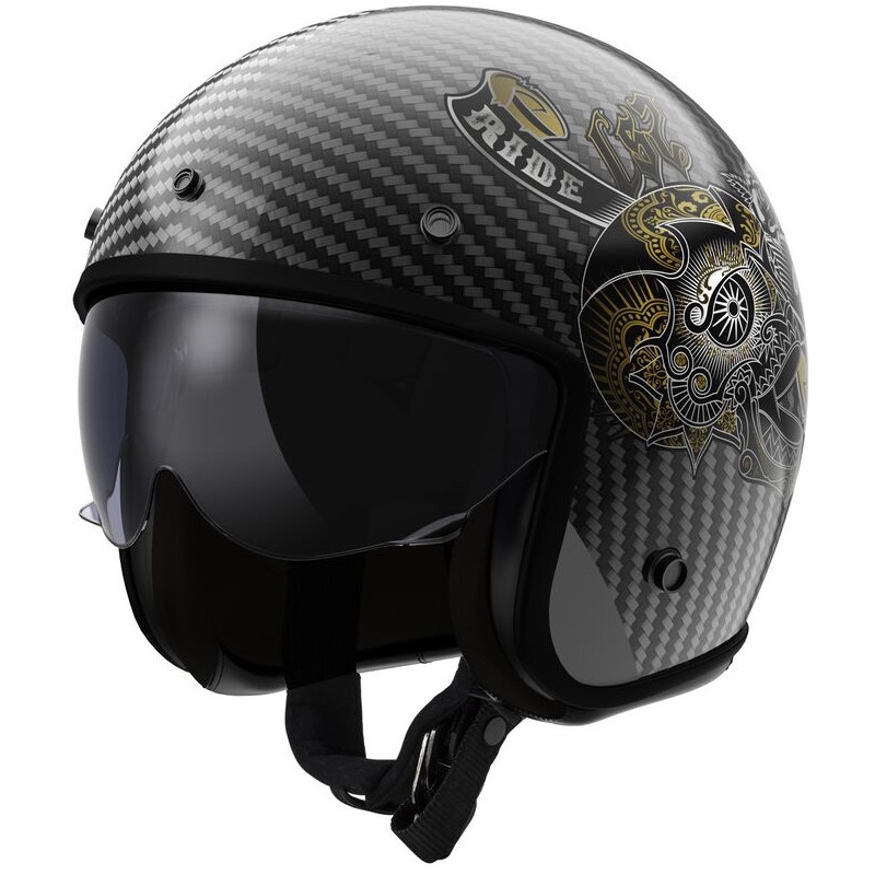 Motoristična čelada z odprtim obrazom LS2 OF601 Bob II Carbon Custom črna sijajna