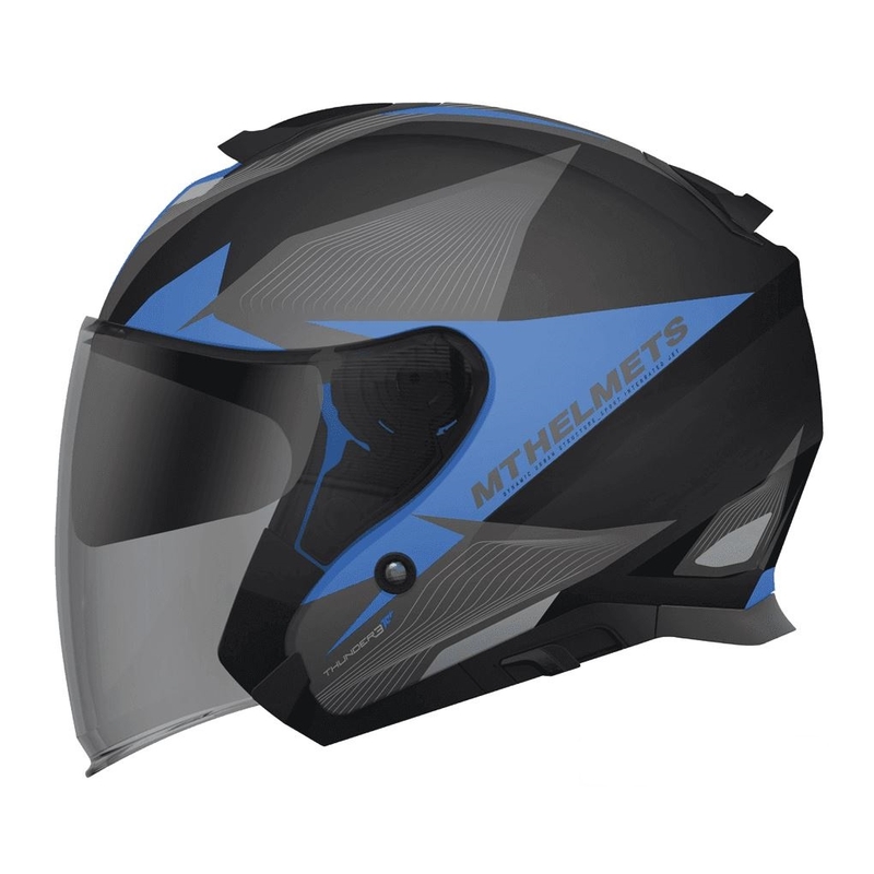Odprta motoristična čelada MT Thunder SV Jet Wing black matte-blue