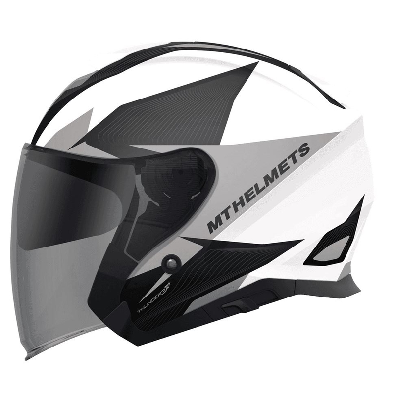 Odprta motoristična čelada MT Thunder SV Jet Wing belo-siva