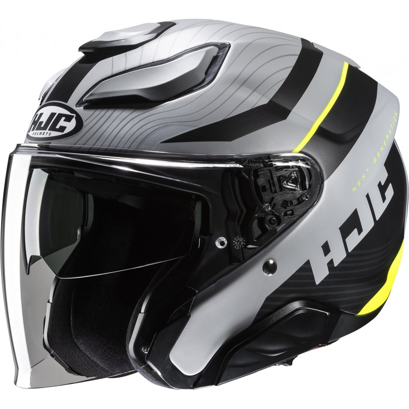 Odprta motoristična čelada HJC F31 Naby MC3HSF sivo-črno-fluo rumena