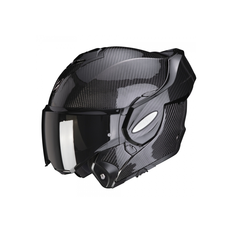 Scorpion EXO-TECH EVO Carbon črna sijajna čelada s prevračanjem - II. kakovost