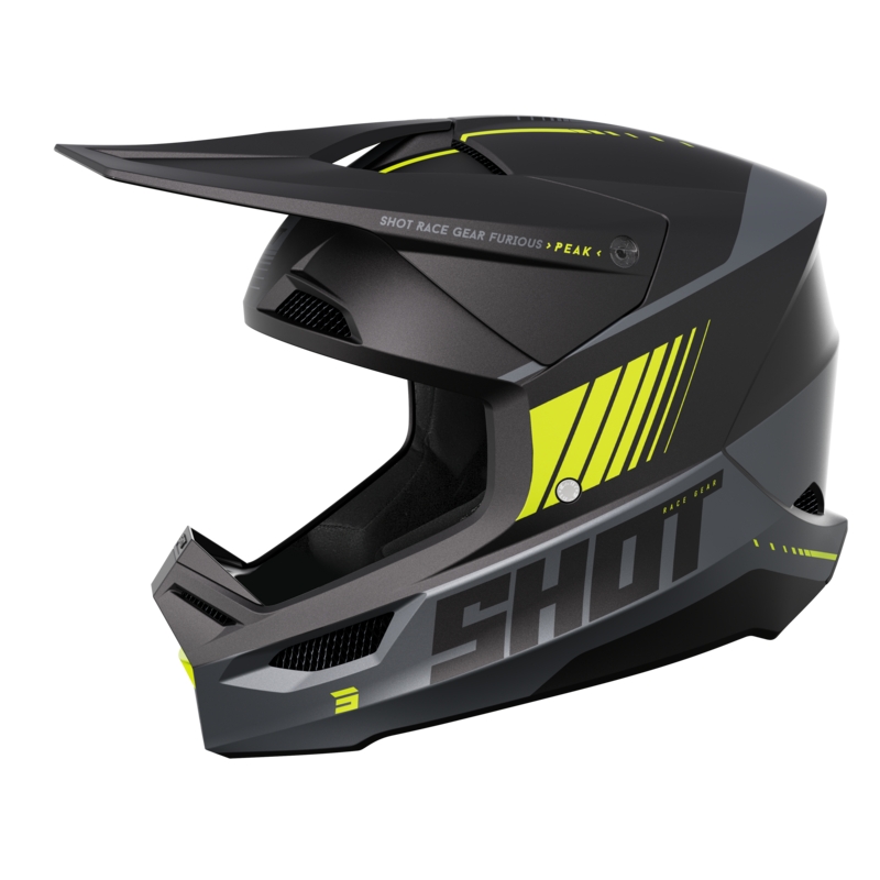Motokrosová přilba Shot Furious Peak šedo-fluo žlutá matná