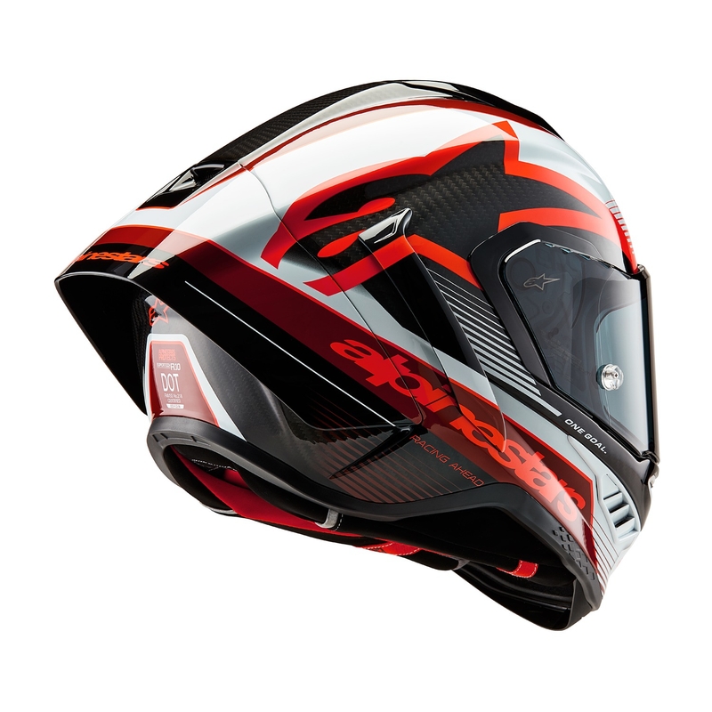 Alpinestars Supertech R-10 Team karbonska rdeče-bela integralna motoristična čelada