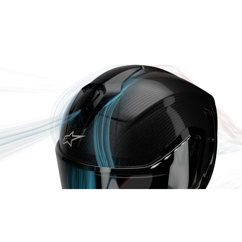 Celoobrazna motoristična čelada Alpinestars Supertech R-10 Team karbonska fluo rdeče-modro-bela mat