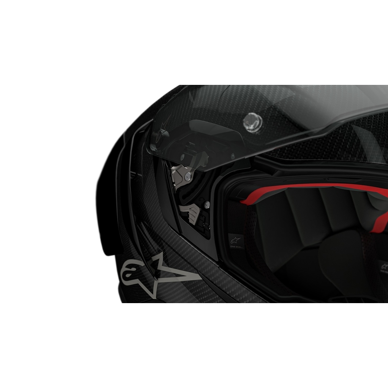 Celoobrazna motoristična čelada Alpinestars Supertech R-10 Team karbonska fluo rdeče-modro-bela mat