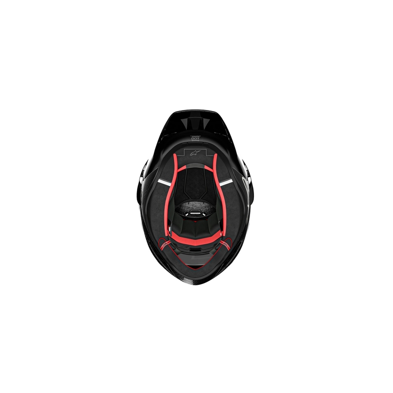 Celoobrazna motoristična čelada Alpinestars Supertech R-10 Team karbonska fluo rdeče-modro-bela mat
