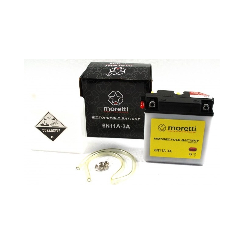 Konvencionalna baterija za motorna kolesa Moretti 6N11A-3A, 6V 11Ah