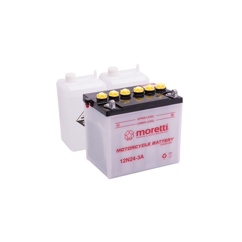 Konvencionalni akumulator za motorna kolesa Moretti 12N24-3A, 12V 24Ah razprodaja