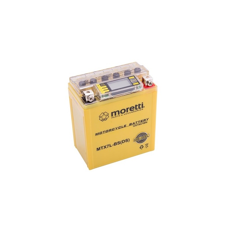 Moretti MTX7L-BS gelska baterija brez vzdrževanja, 12V 7Ah z merilnikom napetosti