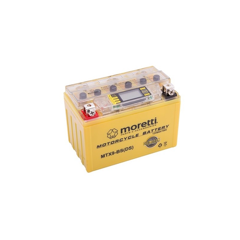 Moretti MTX9-BS gelska baterija brez vzdrževanja, 12V 8Ah z merilnikom napetosti