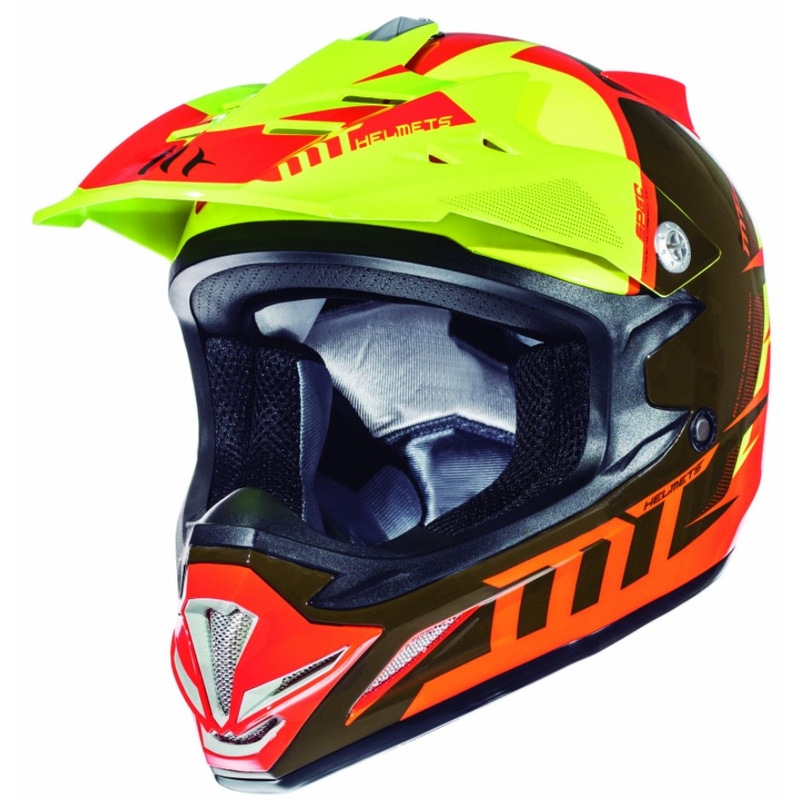 MT MX-2 Spec fluo oranžno-rumena motokros čelada za otroke