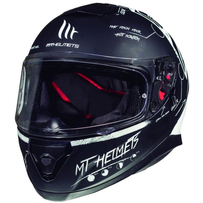 MT Thunder 3 SV Board Black Matte White Integral Motoristična čelada