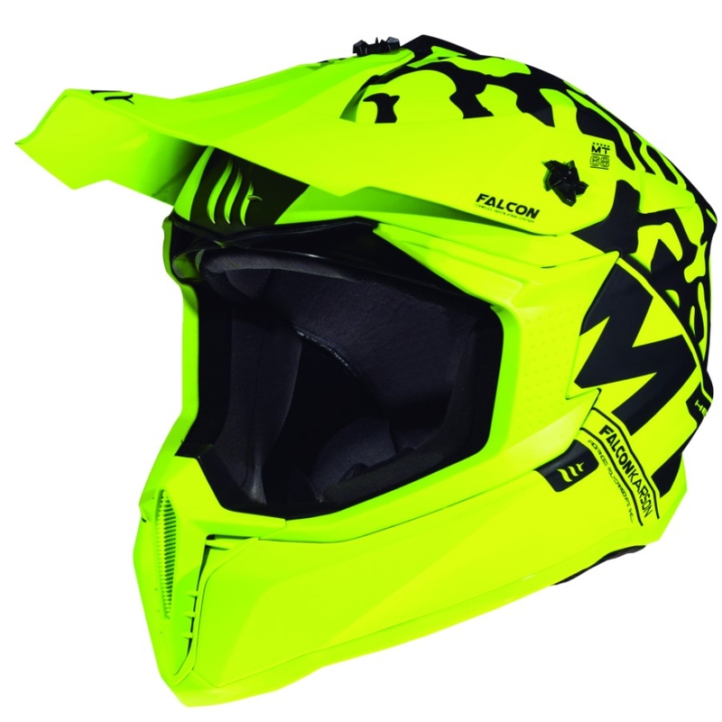 Motokros čelada MT Falcon Karson fluo rumena mat