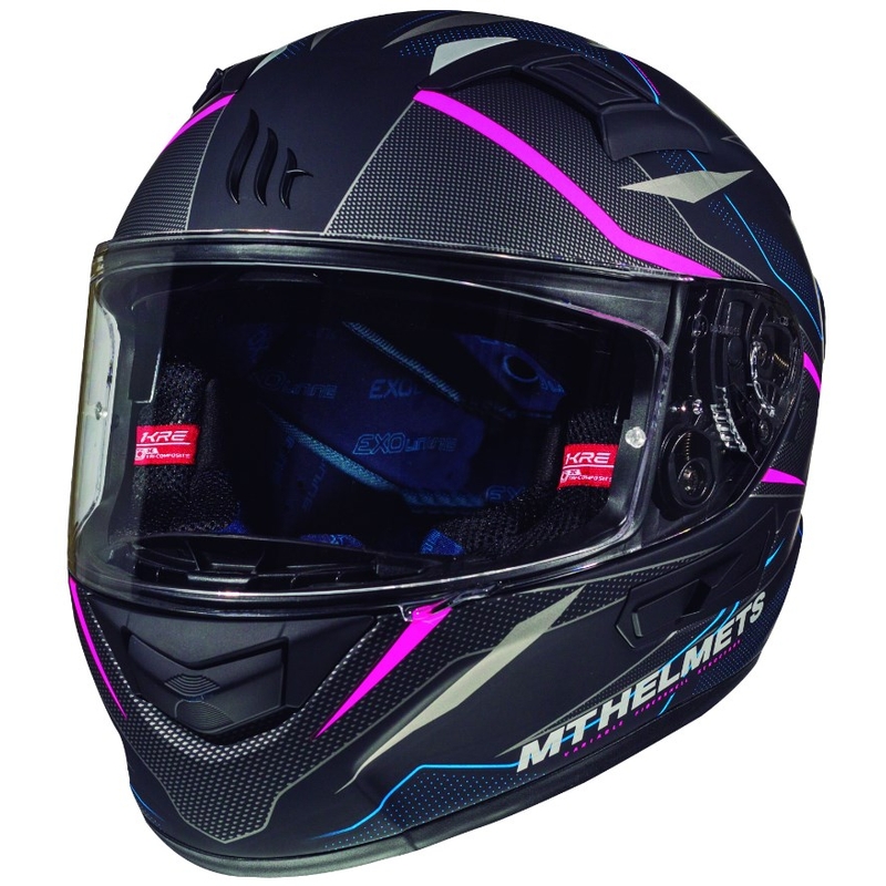 MT Kre Intrepid SV integralna motoristična čelada črna mat-fluo roza