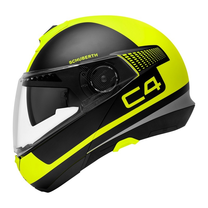 Schuberth C4 črno-fluo rumena motoristična čelada s tipom navzgor razprodaja