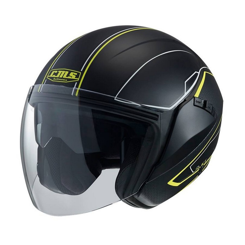 Odprta motoristična čelada CMS S-JET Vision black-fluo yellow