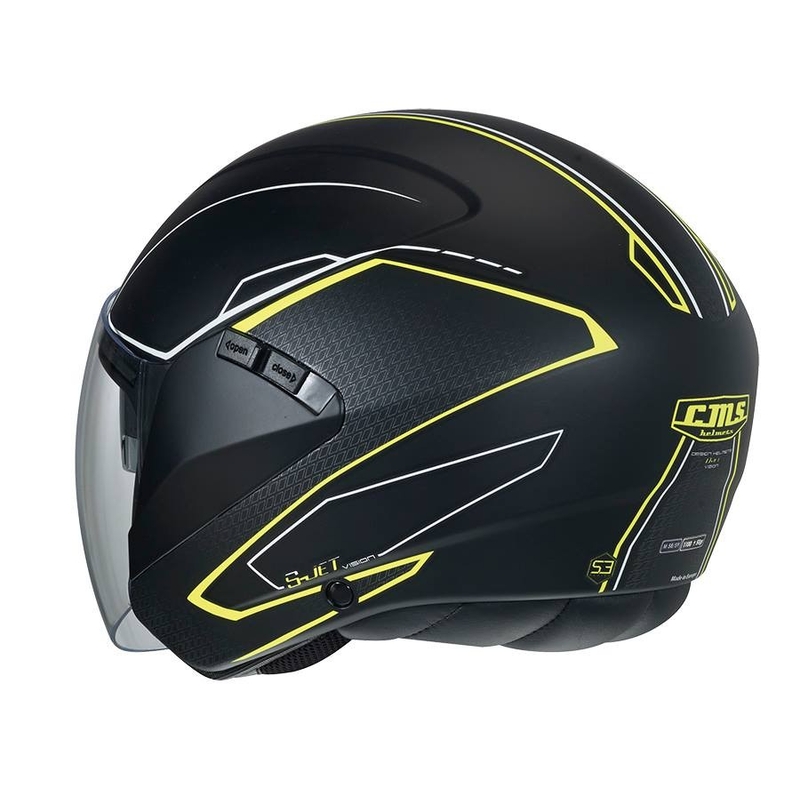 Odprta motoristična čelada CMS S-JET Vision black-fluo yellow