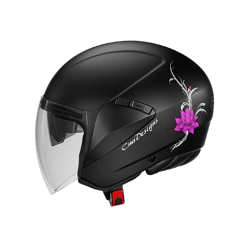 Odprta motoristična čelada CMS S-JET Rose black-pink