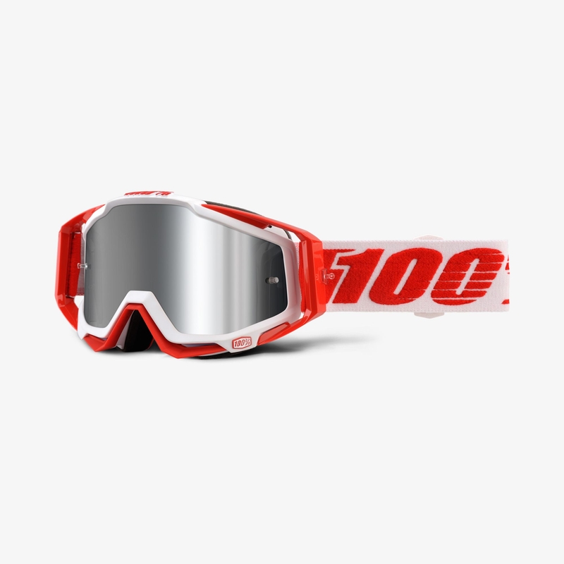 Očala 100% Racecraft PLUS Bilal rdeča in bela (srebrni pleksi)