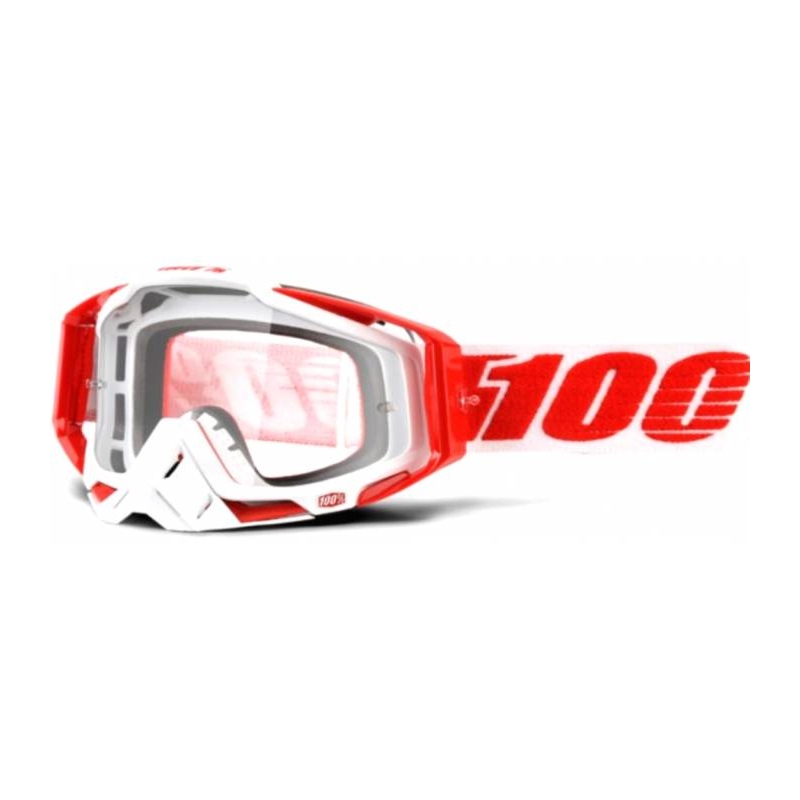Očala 100% Racecraft Bilal rdeča in bela (prozoren pleksi)