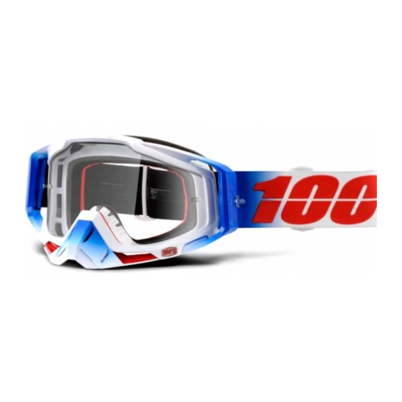 100 % očala Racecraft Fourth modro-bela-rdeča (prozorna pleksi)