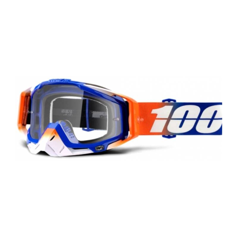 100% očala Racecraft Roxburry modro-bela-oranžna (prozorna pleksi)