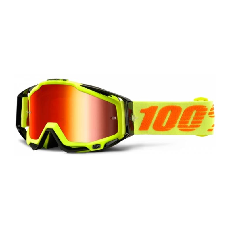 Očala 100% Racecraft Attack Yellow črno-rumena (rdeči kromirani pleksi + prozorni pleksi)
