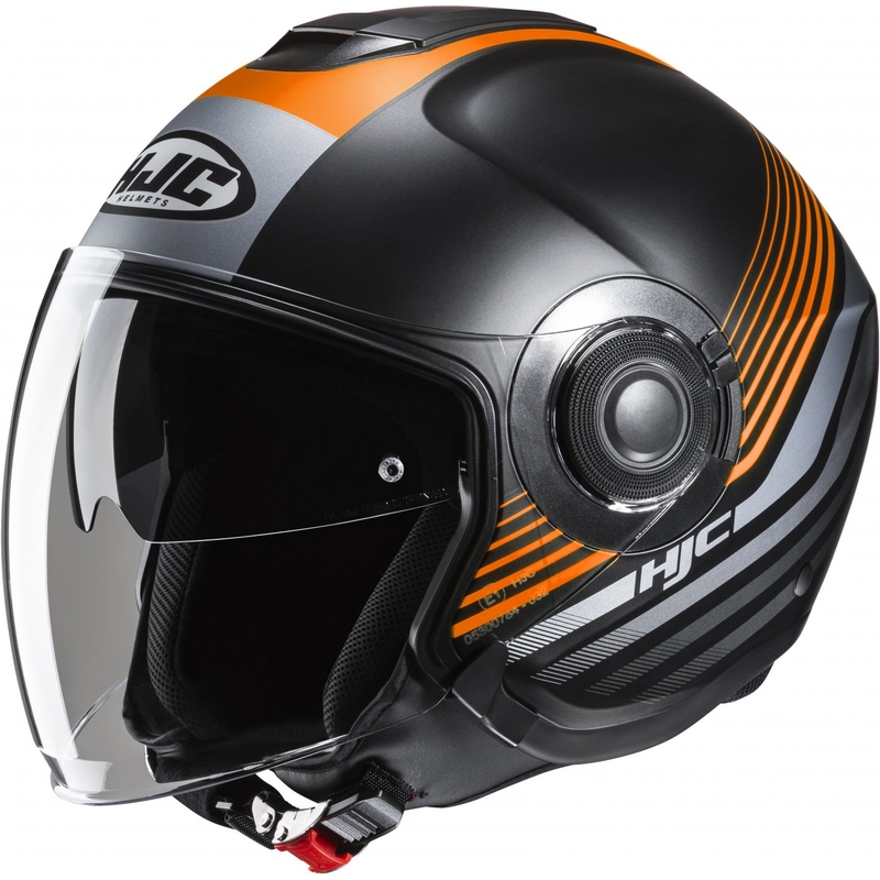 Odprta motoristična čelada HJC i40N Dova MC7SF black-grey-orange