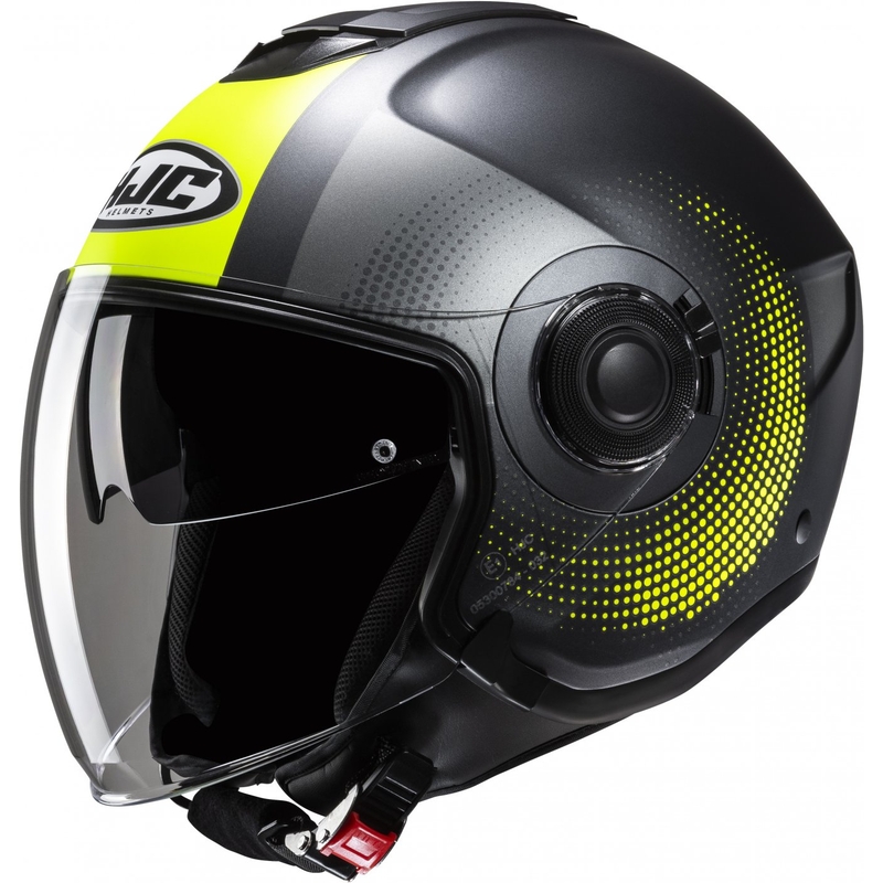 Odprta motoristična čelada HJC i40N Pyle MC3HSF sivo-fluo rumena