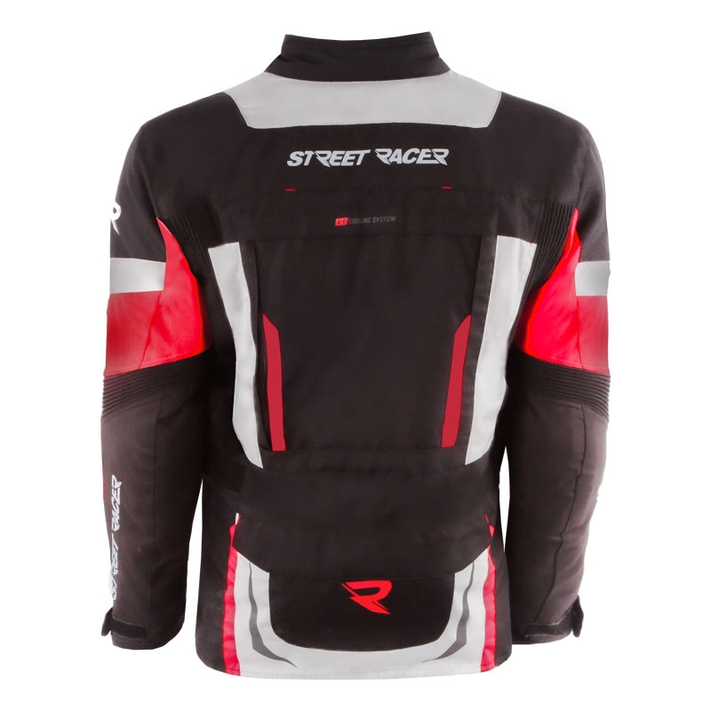 Motoristična jakna Street Racer Hilax črno-sivo-rdeča