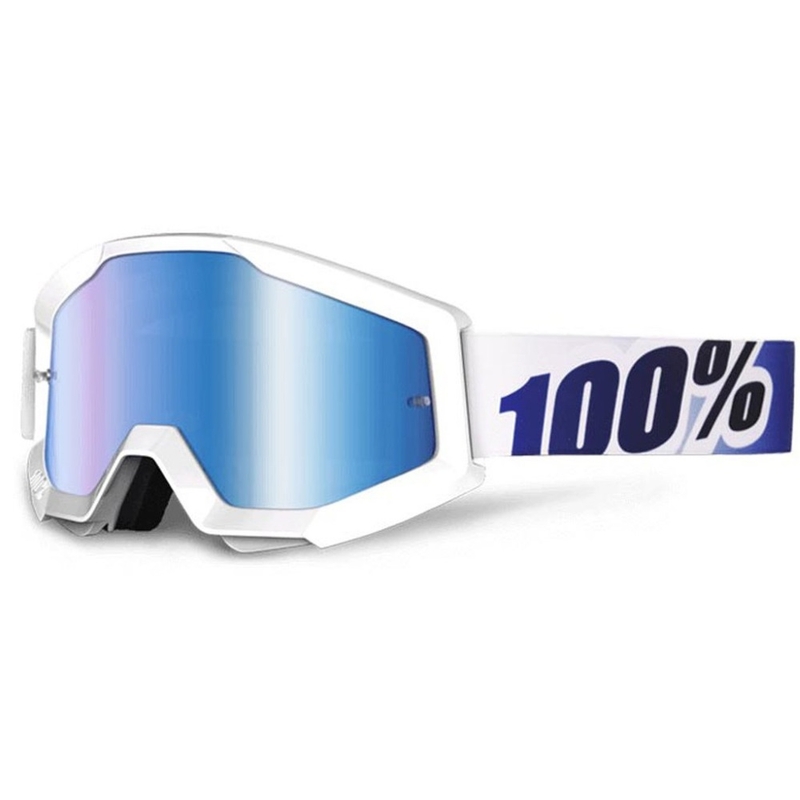 100% Strata Equinox bela očala (modri kromirani pleksi s sljudnimi čepki)