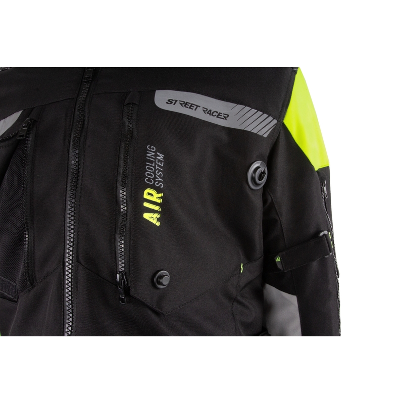 Moto jakna Street Racer za vse letne čase, črno-fluo rumena