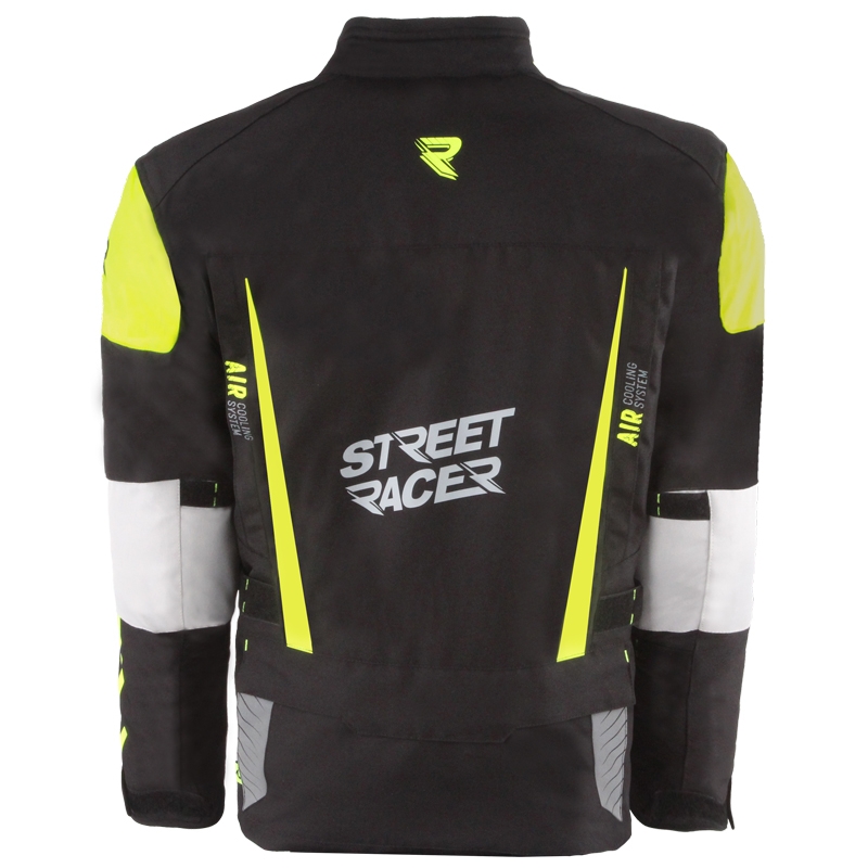 Moto jakna Street Racer za vse letne čase, črno-fluo rumena