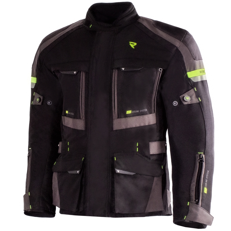 Motoristična jakna Street Racer Rocket črno-sivo-fluo rumena