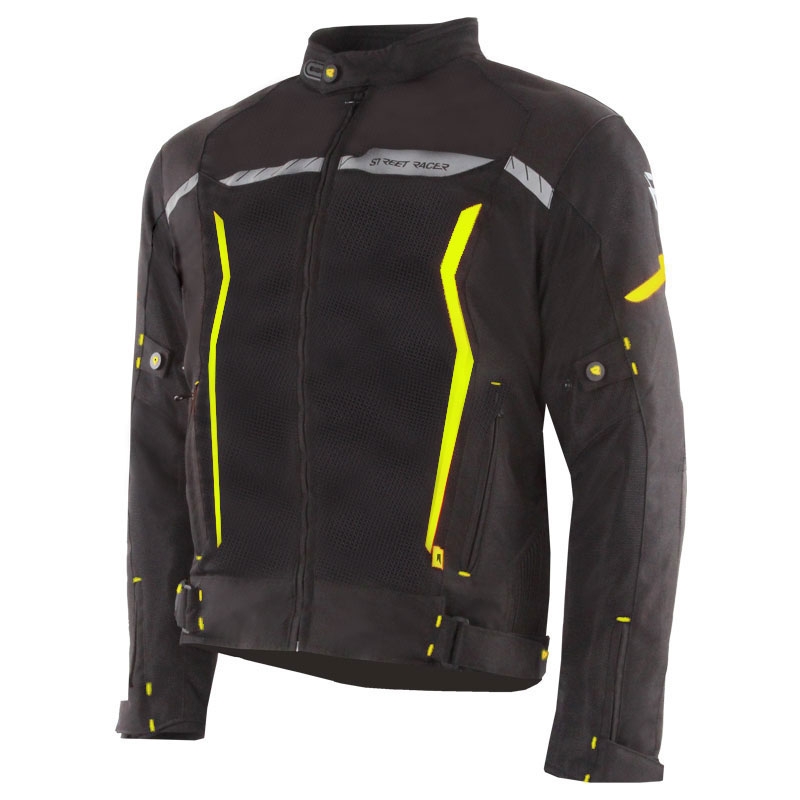 Motoristična jakna Street Racer Flex Air črno-fluo rumena