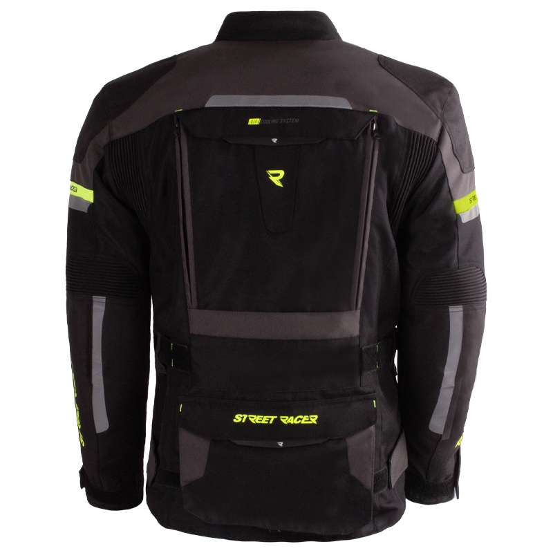 Motoristična jakna Street Racer Rocket črno-sivo-fluo rumena